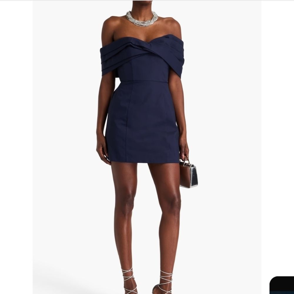 NICHOLAS Off-the-shoulder twist-front cotton-poplin mini dress Size 2